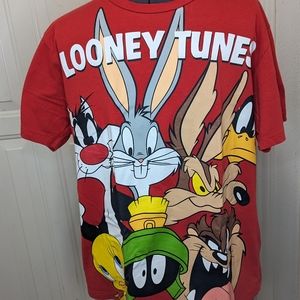 Looney Tunes L T Shirt  Red Great Condition Cotton Short Sleeves